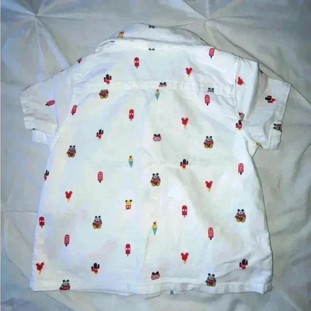 NWOT Disney Mickey Mouse Popsicle Print Button Down Baby Shirt 9-12 Months - Picture 3 of 6